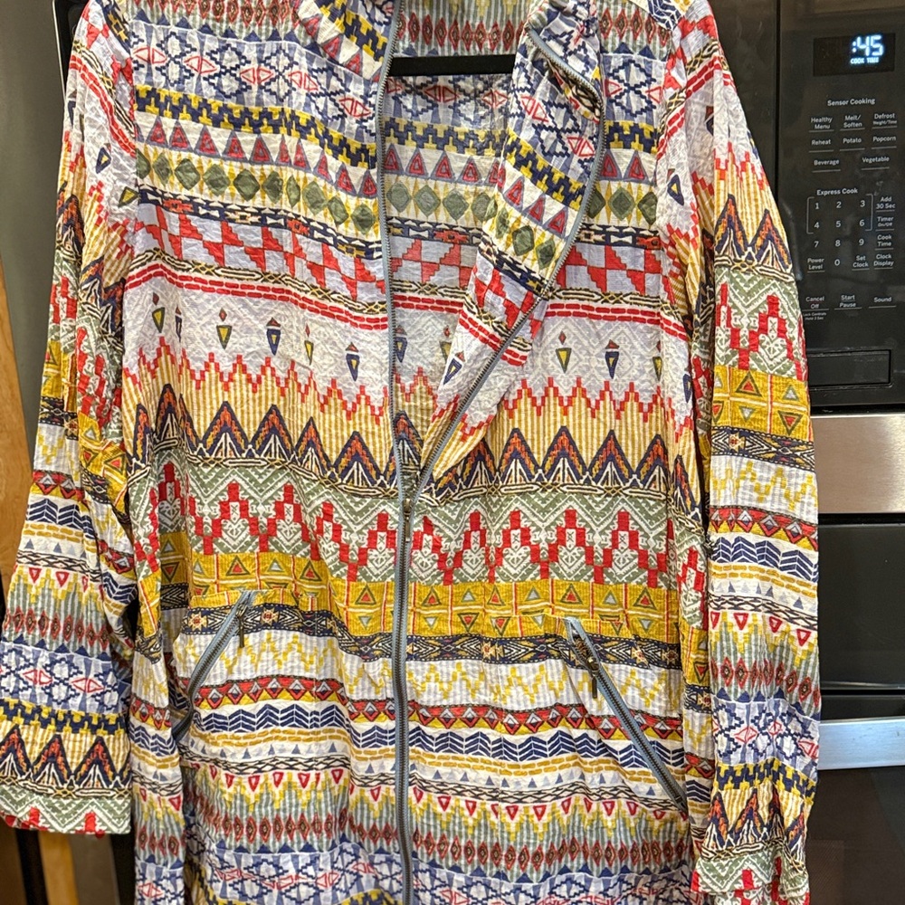 Multiples Multicolor Geometric Utility‎ Shirt/Jacket